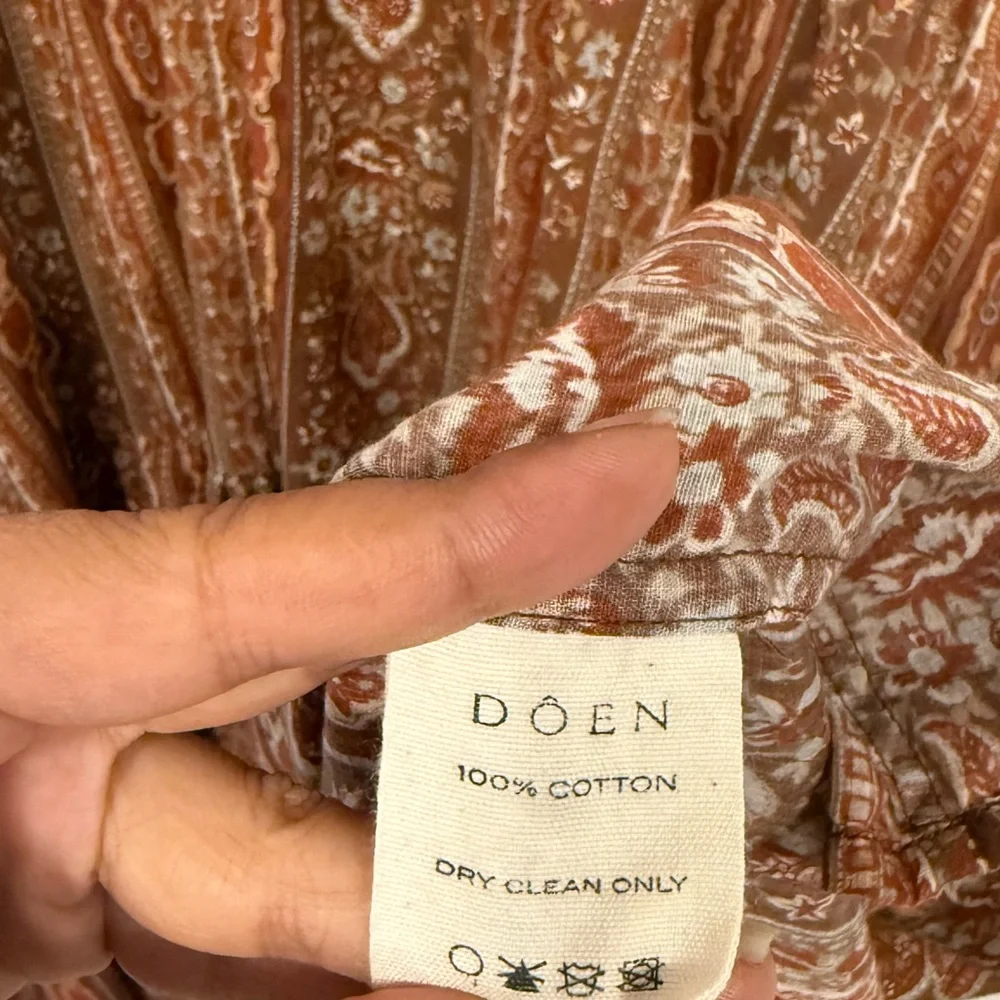 Doen Normandy Dress Earth Mandevilla Vine Floral Paisley L - Picture 15 of 16